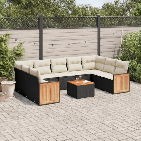 Garden sofa set 10 pieces with black synthetic rattan cushions by vidaXL, Garden sets - Ref: Foro24-3260362, Price: 629,37 €,...