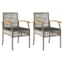 Garden chairs with cushion 2 pcs PE rattan gray and acacia wood by vidaXL, Garden chairs - Ref: Foro24-366248, Price: 131,08 ...