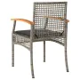 Garden chairs with cushion 2 pcs PE rattan gray and acacia wood by vidaXL, Garden chairs - Ref: Foro24-366248, Price: 131,08 ...