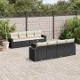 Set aus 8-teiligen Gartensofas und Kissen Kunstrattan schwarz von vidaXL, Modulare Sofas für den Außenbereich - Ref: Foro24-3...