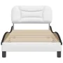 Bed frame with white and black synthetic leather headboard by vidaXL, Beds and slatted bases - Ref: Foro24-3207973, Price: 17...