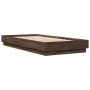 Bed frame with LED lights oak brown 90x200 cm by vidaXL, Beds and slatted bases - Ref: Foro24-839517, Price: 106,08 €, Discou...