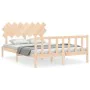 Double bed frame with solid wood headboard by vidaXL, Beds and slatted bases - Ref: Foro24-3193471, Price: 144,18 €, Discount: %