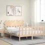 Double bed frame with solid wood headboard by vidaXL, Beds and slatted bases - Ref: Foro24-3193471, Price: 144,18 €, Discount: %