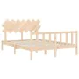 Double bed frame with solid wood headboard by vidaXL, Beds and slatted bases - Ref: Foro24-3193471, Price: 144,18 €, Discount: %