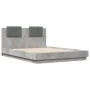 Concrete gray engineered wood bed with headboard 140x200 cm by vidaXL, Beds and slatted bases - Ref: Foro24-3209922, Price: 1...