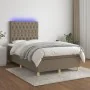 Box spring bed with mattress and LED taupe gray fabric 120x190 cm by vidaXL, Beds and slatted bases - Ref: Foro24-3270271, Pr...