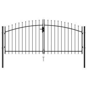 Double door fence gate with black steel tips 3x1.25 m by vidaXL, garden gates - Ref: Foro24-146027, Price: 198,29 €, Discount: %