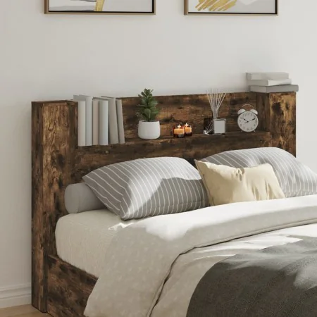 Bed headboard with LED light smoked oak 160x16.5x103.5 cm by vidaXL, Headboards and footboards - Ref: Foro24-839256, Price: 1...