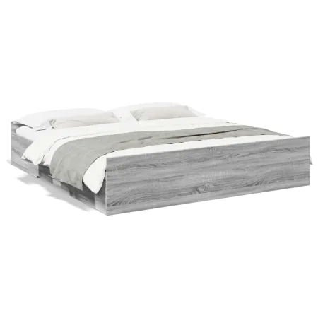 Sonoma gray engineered wood bed with drawers 180x200 cm by vidaXL, Beds and slatted bases - Ref: Foro24-3280277, Price: 171,6...