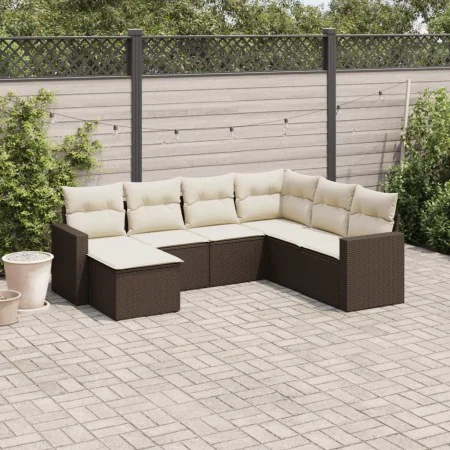 7-piece garden sofa set with brown PE rattan cushions by vidaXL, Modular outdoor sofas - Ref: Foro24-3251640, Price: 442,58 €...