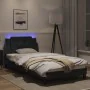 Bed frame with LED lights black synthetic leather 100x200 cm by vidaXL, Beds and slatted bases - Ref: Foro24-3214089, Price: ...