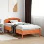 Bed frame with wax brown pine wood headboard 90x190 cm by vidaXL, Beds and slatted bases - Ref: Foro24-3207240, Price: 140,26...