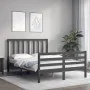 Double bed frame with gray solid wood headboard by vidaXL, Beds and slatted bases - Ref: Foro24-3193768, Price: 169,00 €, Dis...