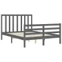 Double bed frame with gray solid wood headboard by vidaXL, Beds and slatted bases - Ref: Foro24-3193768, Price: 169,00 €, Dis...