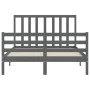 Double bed frame with gray solid wood headboard by vidaXL, Beds and slatted bases - Ref: Foro24-3193768, Price: 169,00 €, Dis...