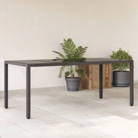 Garden table with black PE rattan glass surface 190x90x75 cm by vidaXL, Garden tables - Ref: Foro24-365592, Price: 162,15 €, ...