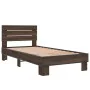 Engineered wood metal bed frame oak brown 90x190 cm by vidaXL, Beds and slatted bases - Ref: Foro24-845756, Price: 100,65 €, ...