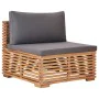 Zentrales Gartensofa mit grauem Kissen aus massivem Teakholz von vidaXL, Modulare Sofas für den Außenbereich - Ref: Foro24-49...