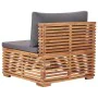 Zentrales Gartensofa mit grauem Kissen aus massivem Teakholz von vidaXL, Modulare Sofas für den Außenbereich - Ref: Foro24-49...