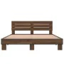 Oak brown metal engineered wood bed frame 150x200 cm by vidaXL, Beds and slatted bases - Ref: Foro24-3280146, Price: 157,81 €...