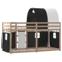 Bunk bed with black and white solid pine wood curtains 90x190 cm by vidaXL, Beds and slatted bases - Ref: Foro24-3284027, Pri...