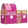 Bunk bed with curtains solid pink pine wood 90x200 cm by vidaXL, Beds and slatted bases - Ref: Foro24-3284038, Price: 194,98 ...