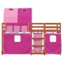 Bunk bed with curtains solid pink pine wood 90x200 cm by vidaXL, Beds and slatted bases - Ref: Foro24-3284038, Price: 194,98 ...