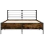 Engineered wood bed frame metal smoked oak 135x190cm by vidaXL, Beds and slatted bases - Ref: Foro24-3280074, Price: 142,76 €...