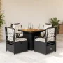 5-piece garden furniture set with black synthetic rattan cushions by vidaXL, Garden sets - Ref: Foro24-3262911, Price: 504,73...