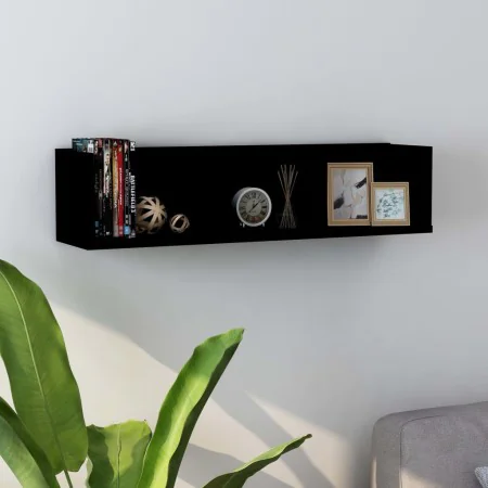 Black plywood CD wall shelf 75x18x18cm by vidaXL, Shelves and shelves - Ref: Foro24-801311, Price: 28,96 €, Discount: %