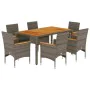 7-teiliges Garten-Esszimmer-Set mit Kissen PE Rattan Akaziengrau von vidaXL, Gartensets - Ref: Foro24-3278636, Preis: 611,04 ...