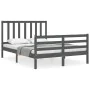 Double bed frame with gray solid wood headboard by vidaXL, Beds and slatted bases - Ref: Foro24-3193833, Price: 157,66 €, Dis...