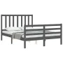 Double bed frame with gray solid wood headboard by vidaXL, Beds and slatted bases - Ref: Foro24-3193833, Price: 157,66 €, Dis...