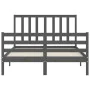 Double bed frame with gray solid wood headboard by vidaXL, Beds and slatted bases - Ref: Foro24-3193833, Price: 157,66 €, Dis...