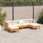 6-teilige Gartensofagarnitur mit wachsbraunen Kissen aus Kiefernholz von vidaXL, Gartensets - Ref: Foro24-3299571, Preis: 522...