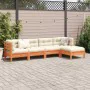 5-piece garden sofa set with wax-brown pine wood cushions by vidaXL, Garden sets - Ref: Foro24-3299393, Price: 455,40 €, Disc...