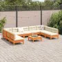 Gartensofa-Set 10-teilig mit Kissen aus wachsbraunem Kiefernholz von vidaXL, Gartensets - Ref: Foro24-3299600, Preis: 848,92 ...