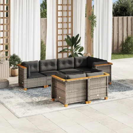 7-piece garden sofa set with gray synthetic rattan cushions by vidaXL, Garden sets - Ref: Foro24-3261882, Price: 620,56 €, Di...