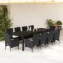 Garden dining set 11 pieces with black glass synthetic rattan cushions by vidaXL, Garden sets - Ref: Foro24-3278586, Price: 8...