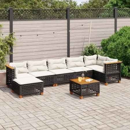 8-teiliges Gartensofa-Set und schwarze synthetische Rattankissen von vidaXL, Gartensets - Ref: Foro24-3261932, Preis: 606,49 ...