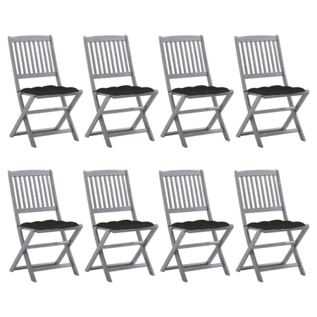 8 pcs folding garden chairs and solid acacia wood cushions by vidaXL, Garden chairs - Ref: Foro24-3078312, Price: 398,86 €, D...