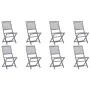 8 pcs folding garden chairs and solid acacia wood cushions by vidaXL, Garden chairs - Ref: Foro24-3078312, Price: 398,86 €, D...