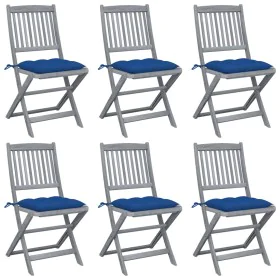 Folding garden chairs 6 pcs solid acacia wood cushions by vidaXL, Garden chairs - Ref: Foro24-3065459, Price: 318,02 €, Disco...