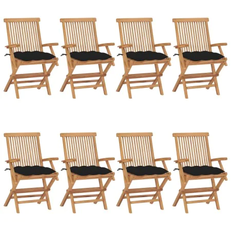 Garden chairs 8 pcs solid teak wood with black cushions by vidaXL, Garden chairs - Ref: Foro24-3072911, Price: 602,63 €, Disc...