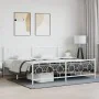 Metal bed frame with headboard and footboard white 193x203 cm by vidaXL, Beds and slatted bases - Ref: Foro24-376299, Price: ...