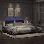 Bed frame with LED black white synthetic leather 200x200 cm by vidaXL, Beds and slatted bases - Ref: Foro24-3214137, Price: 2...