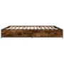 Engineered wood bed frame metal smoked oak 160x200cm by vidaXL, Beds and slatted bases - Ref: Foro24-3279834, Price: 129,45 €...