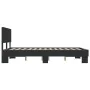 Engineered wood and black metal bed frame 135x190cm by vidaXL, Beds and slatted bases - Ref: Foro24-3280207, Price: 155,23 €,...