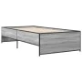 Sonoma-graues Metall-Holzwerkstoff-Bettgestell, 75 x 190 cm von vidaXL, Betten und Lattenroste - Ref: Foro24-845254, Preis: 8...